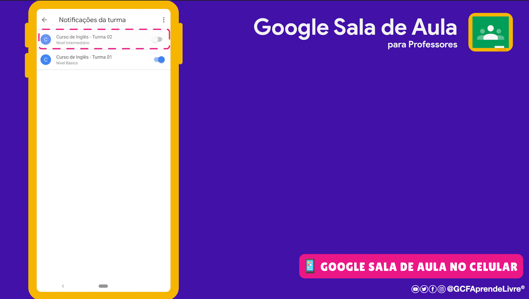 como ativar ou desativar as notificações do Google Sala de Aula 2